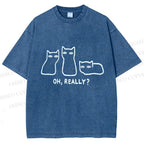 Unisex Cats Really Printed Washed Tee