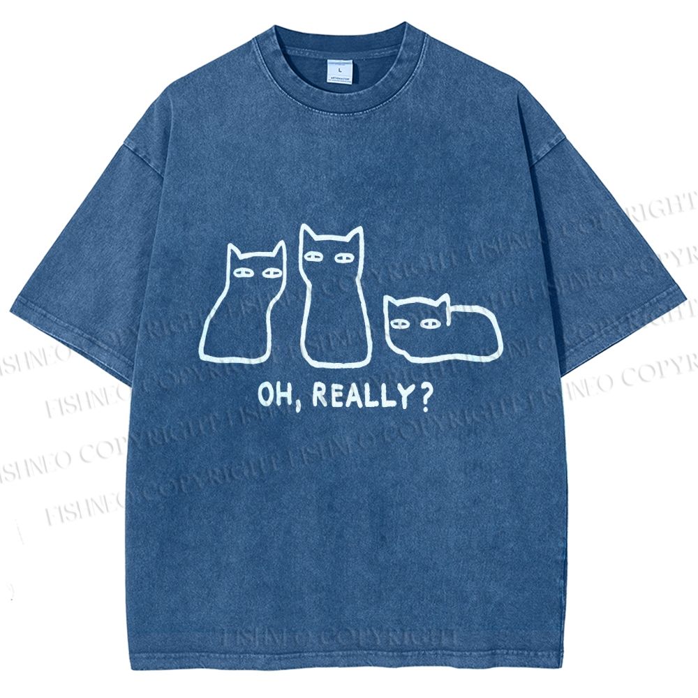 Unisex Cats Really Printed Washed Tee