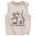 Unisex Evil Rat I will not elaborate Printed Washed Tank Top