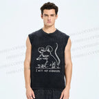 Unisex Evil Rat I will not elaborate Printed Washed Tank Top