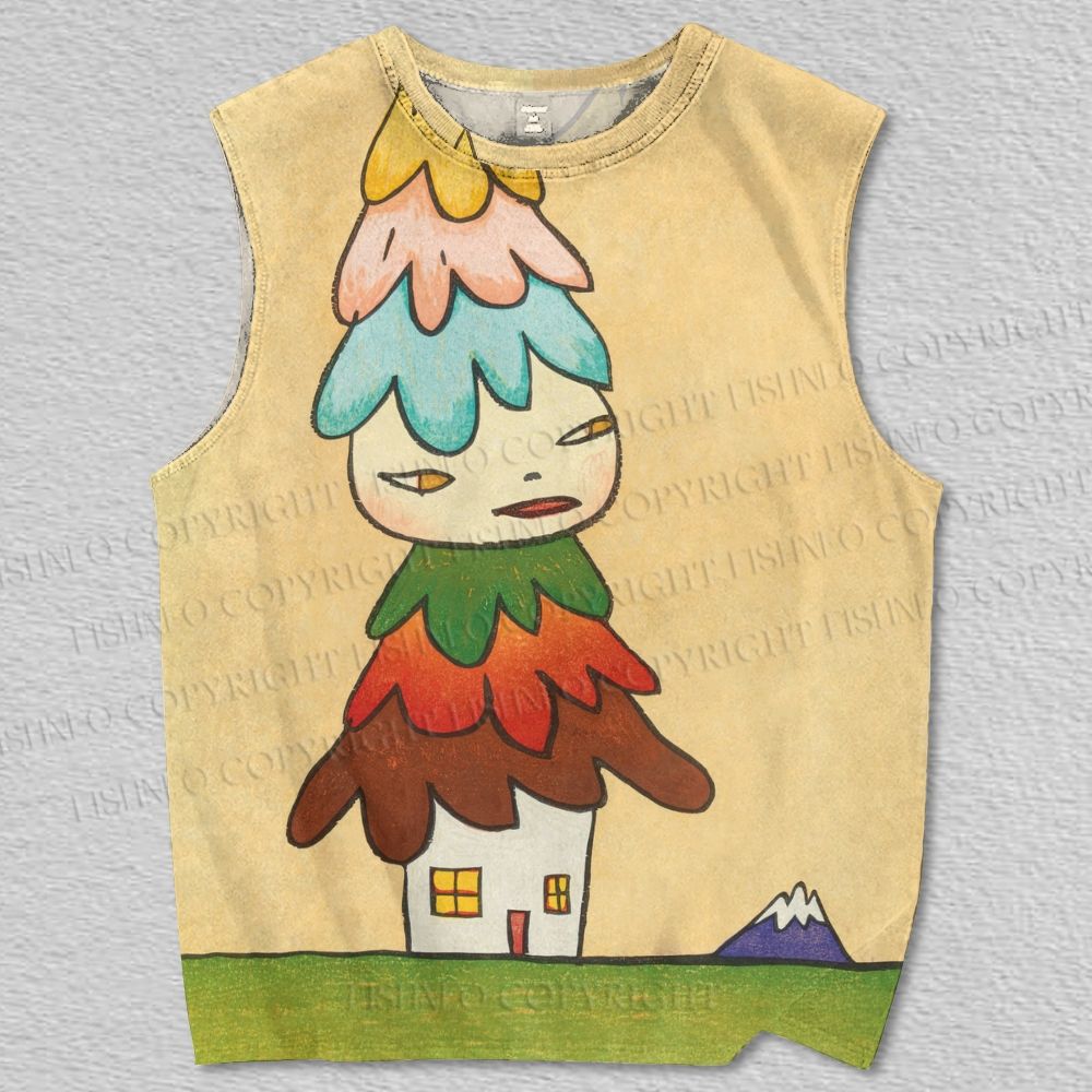 Unisex Yoshitomo Nara House Printed Tank Top