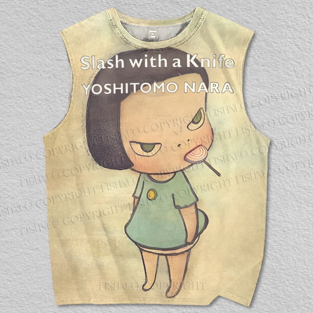 Unisex Slash With A Knife Yoshitomo Nara Printed Tank Top