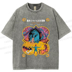 Unisex Japanese Tolkien LOTR Hobbit Printed Washed Tee