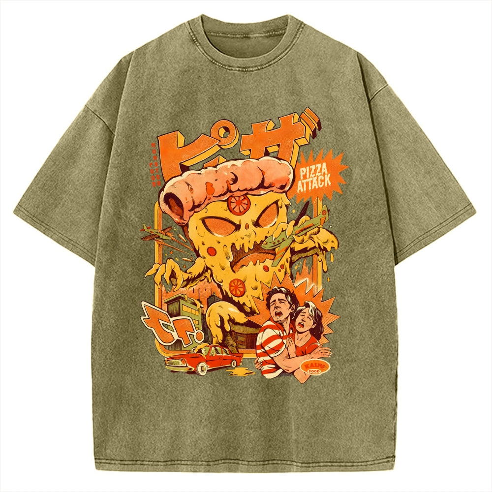 Pizza Attack Vintage Washed T-shirt