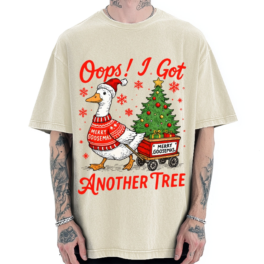 Oops I Got Another Tree Funny Christmas Goose Vintage Washed T-shirt