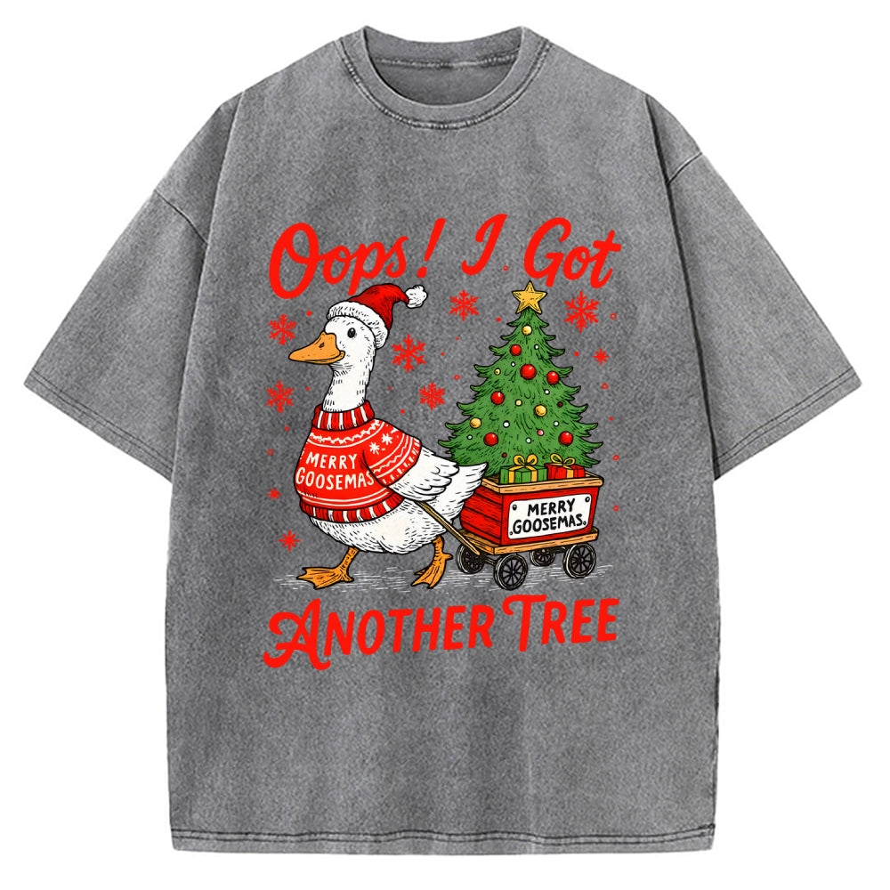 Oops I Got Another Tree Funny Christmas Goose Vintage Washed T-shirt