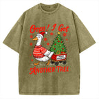 Oops I Got Another Tree Funny Christmas Goose Vintage Washed T-shirt