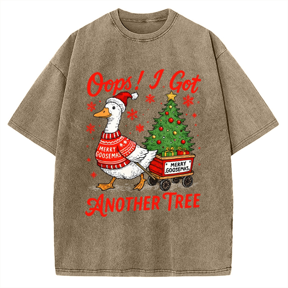 Oops I Got Another Tree Funny Christmas Goose Vintage Washed T-shirt
