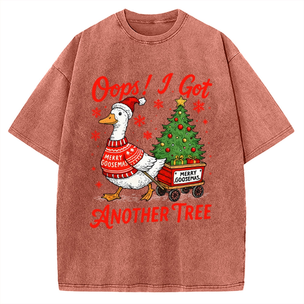 Oops I Got Another Tree Funny Christmas Goose Vintage Washed T-shirt