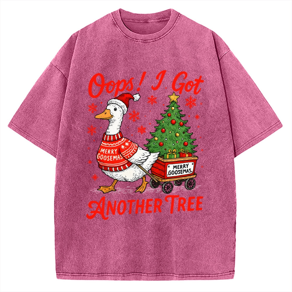 Oops I Got Another Tree Funny Christmas Goose Vintage Washed T-shirt