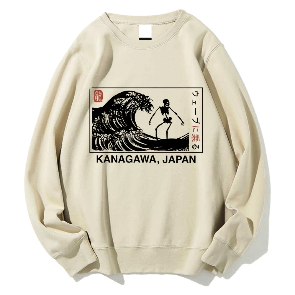 Skeleton Surfing Cotton Sweatshirt