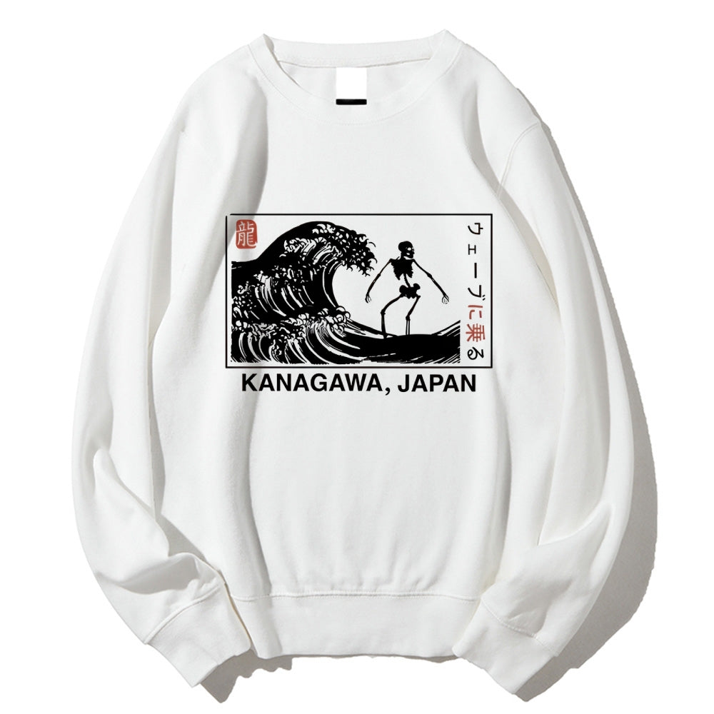 Skeleton Surfing Cotton Sweatshirt
