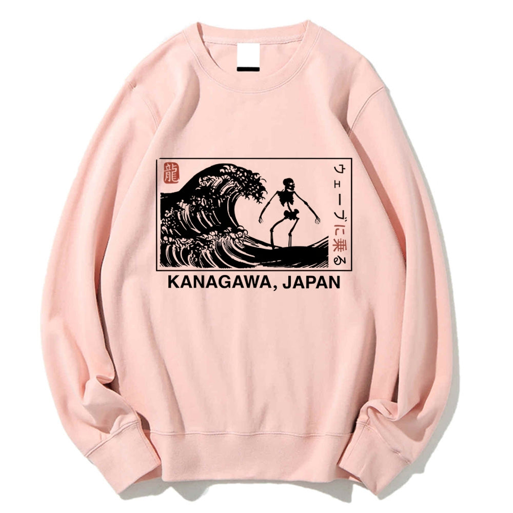 Skeleton Surfing Cotton Sweatshirt