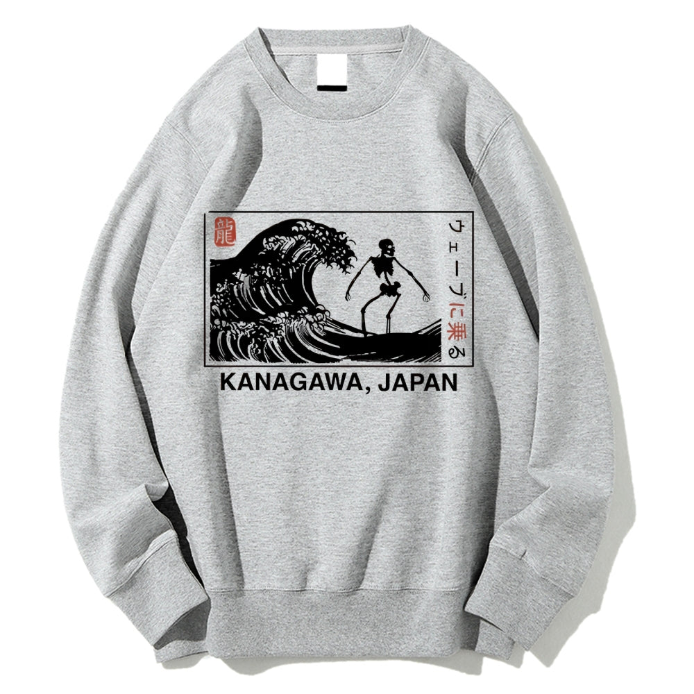 Skeleton Surfing Cotton Sweatshirt