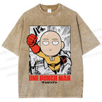 Unisex One Punch Man Printed Washed Tee