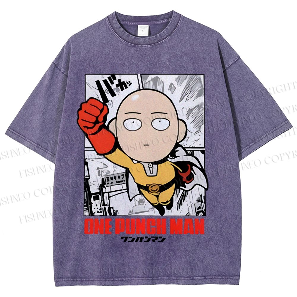 Unisex One Punch Man Printed Washed Tee