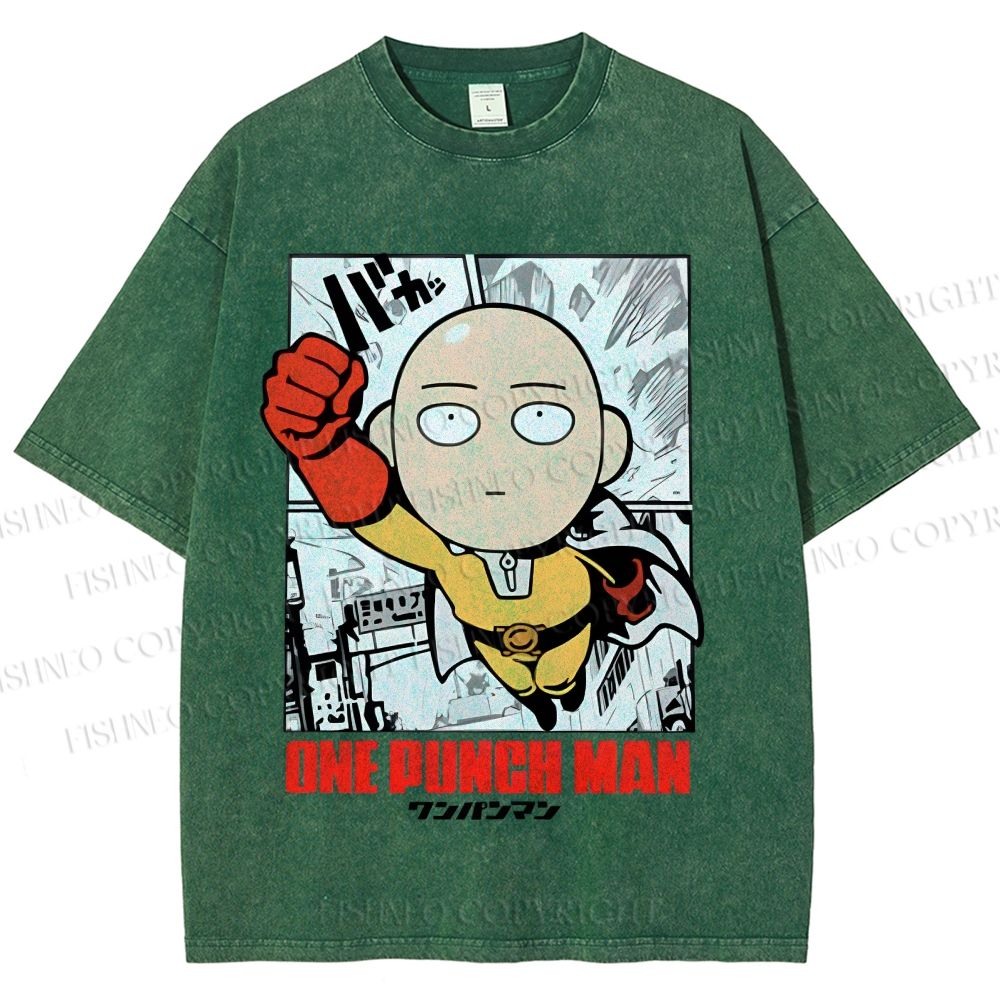 Unisex One Punch Man Printed Washed Tee