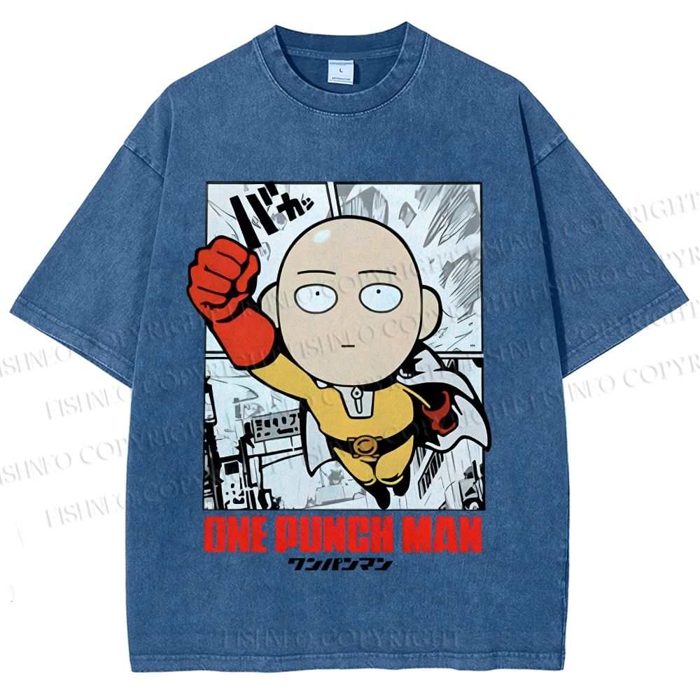 Unisex One Punch Man Printed Washed Tee