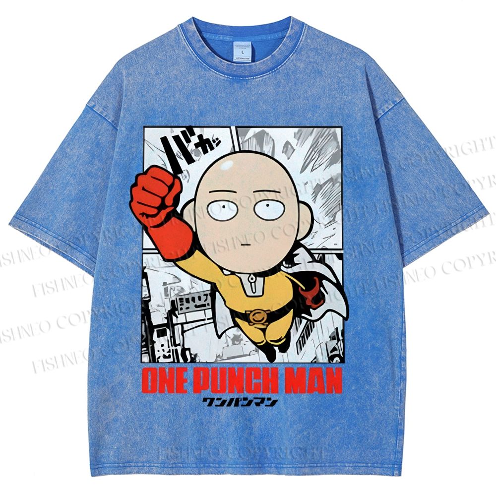 Unisex One Punch Man Printed Washed Tee