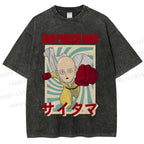 Unisex One Punch Man Printed Washed Tee