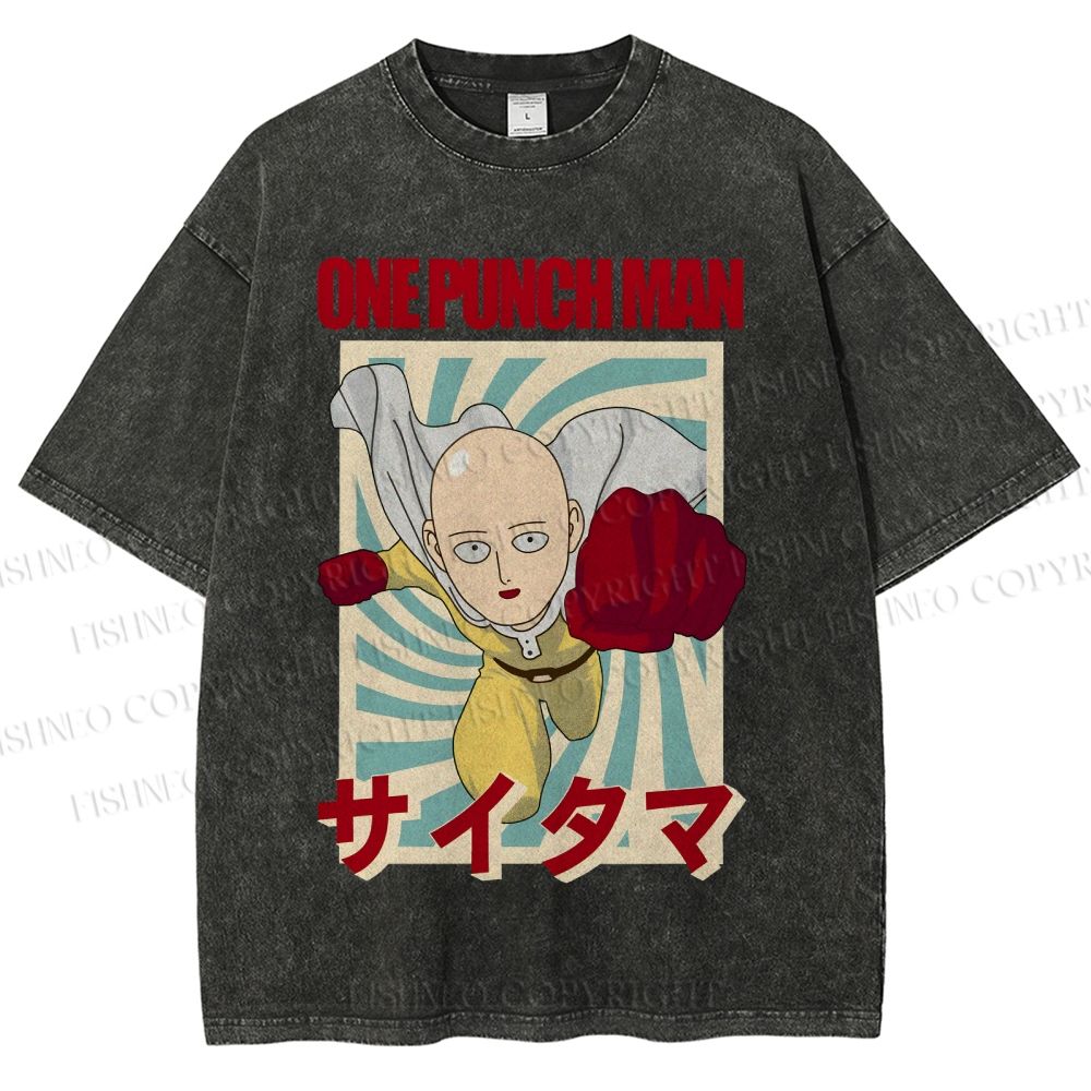 Unisex One Punch Man Printed Washed Tee