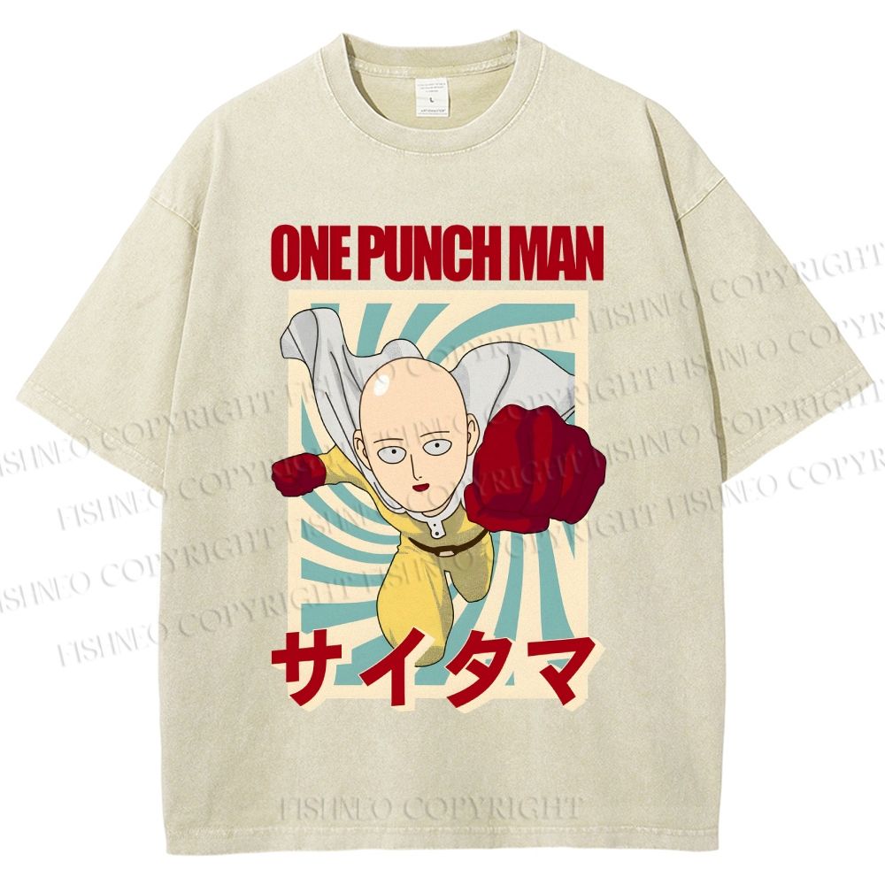 Unisex One Punch Man Printed Washed Tee