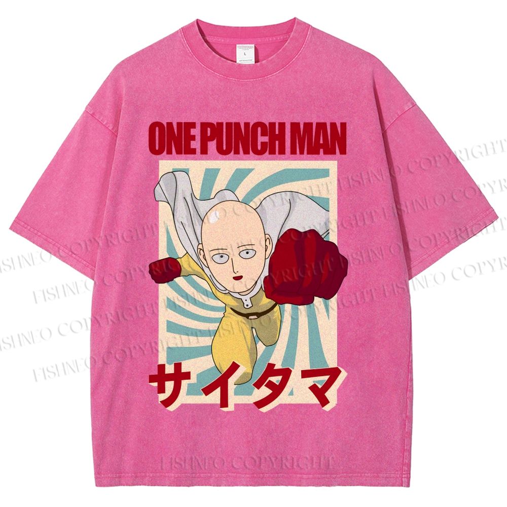 Unisex One Punch Man Printed Washed Tee