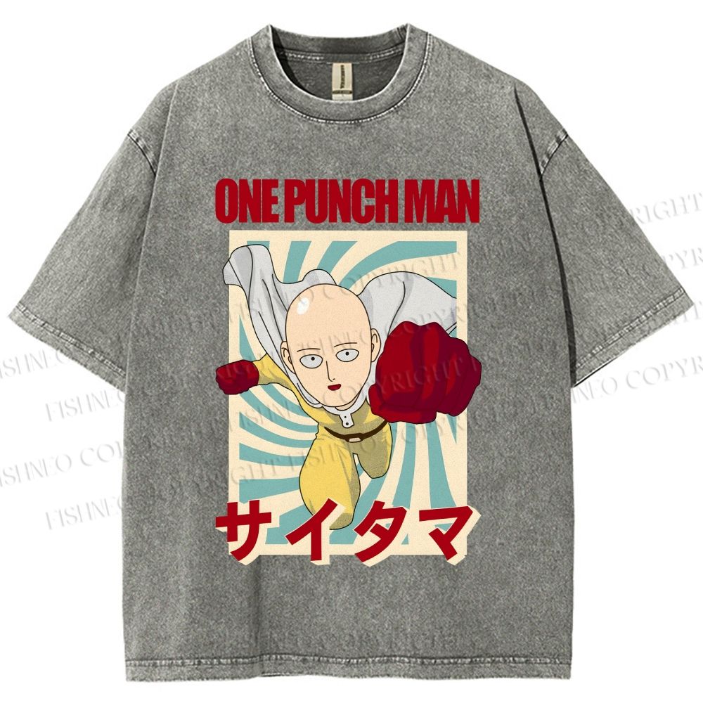 Unisex One Punch Man Printed Washed Tee