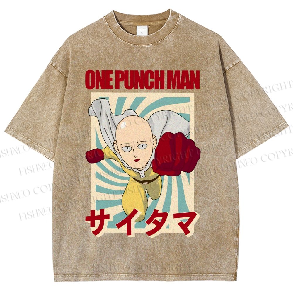 Unisex One Punch Man Printed Washed Tee