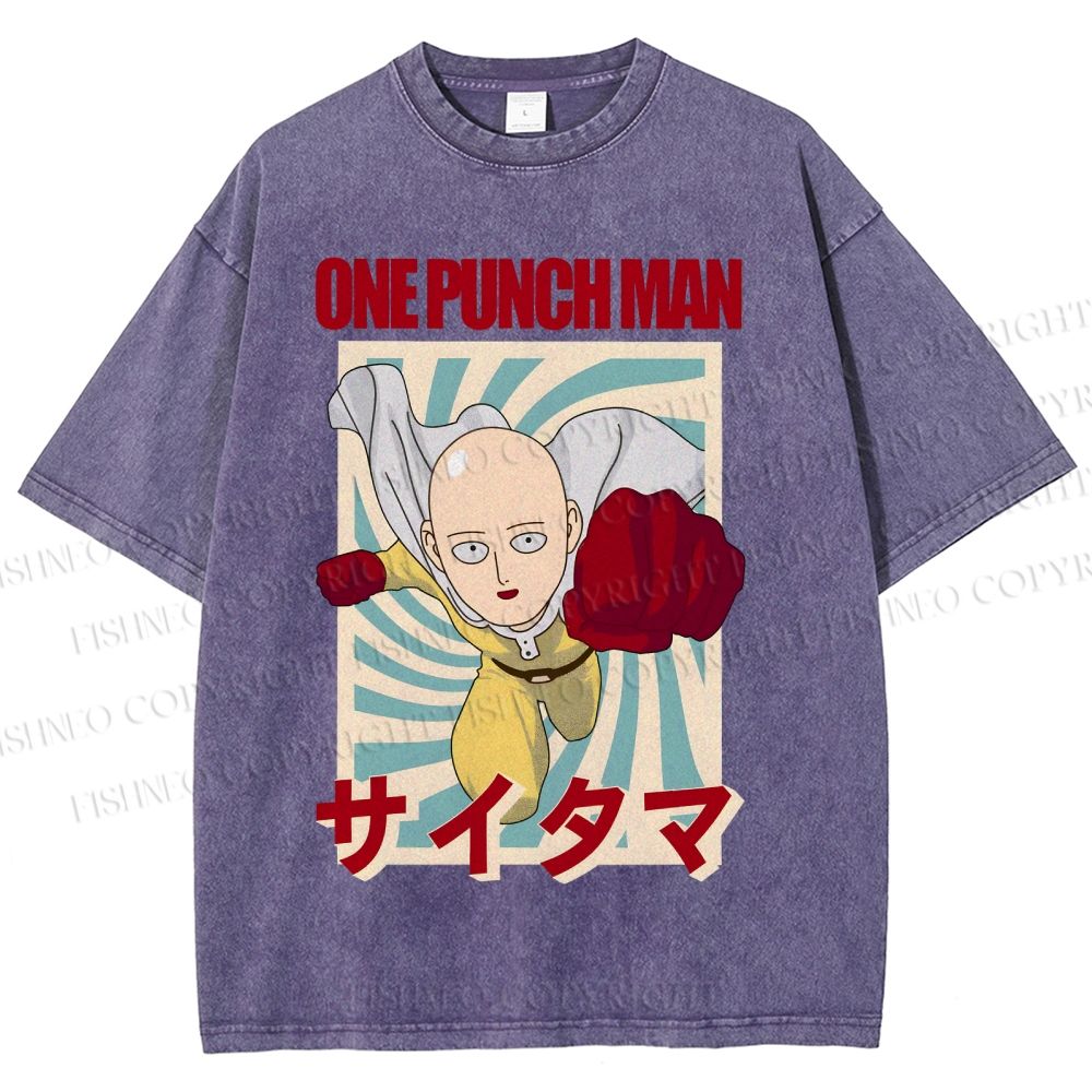 Unisex One Punch Man Printed Washed Tee