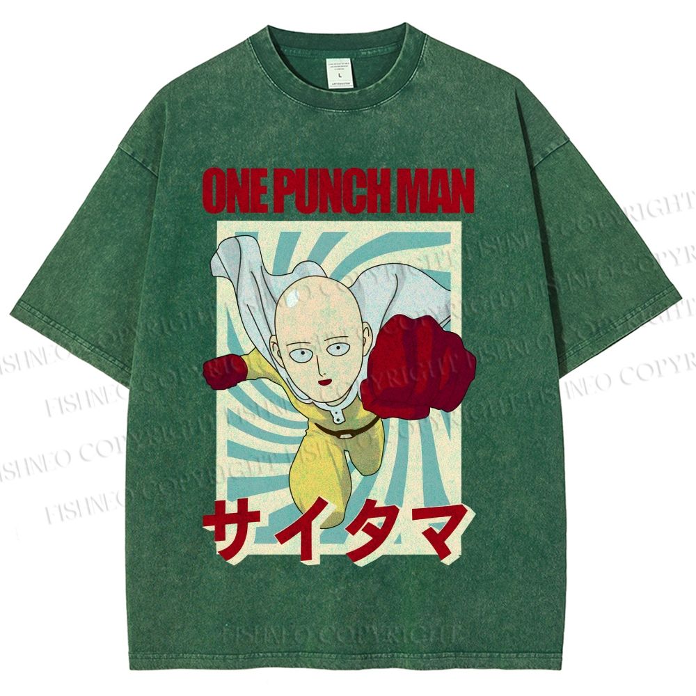 Unisex One Punch Man Printed Washed Tee