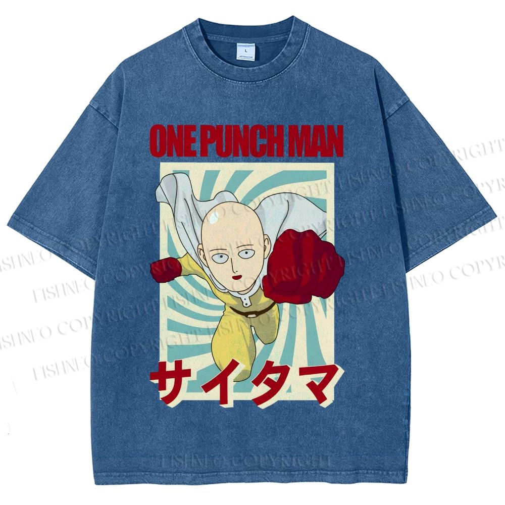 Unisex One Punch Man Printed Washed Tee