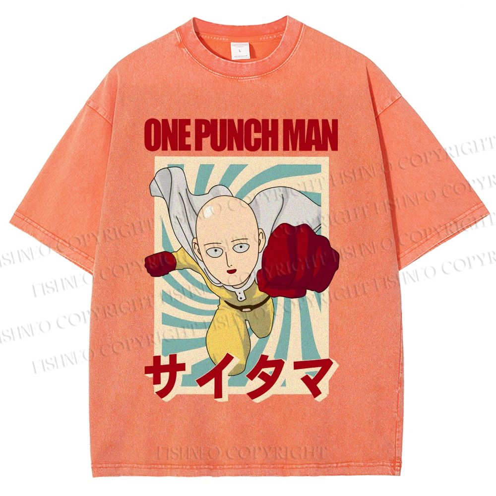 Unisex One Punch Man Printed Washed Tee