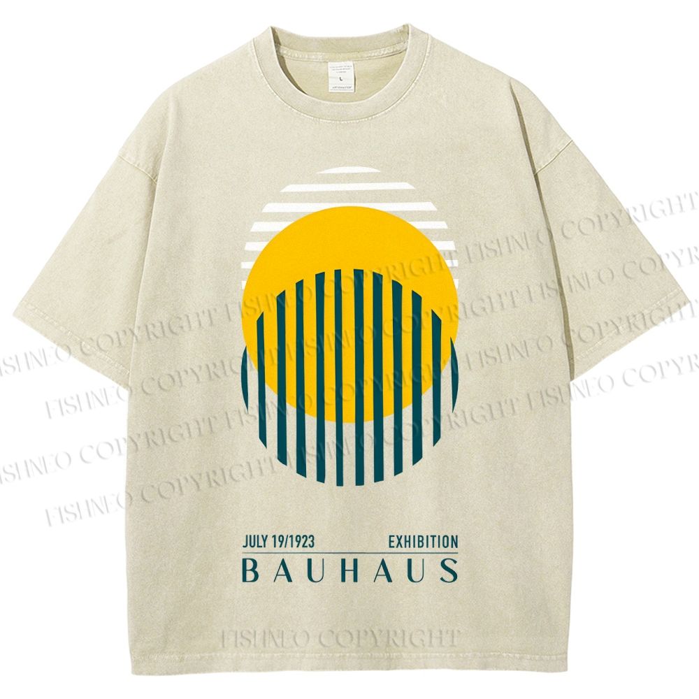Unisex Bauhaus Geometric Circle Printed Washed Tee