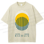 Unisex Bauhaus Geometric Circle Printed Washed Tee