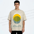 Unisex Bauhaus Geometric Circle Printed Washed Tee