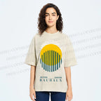 Unisex Bauhaus Geometric Circle Printed Washed Tee