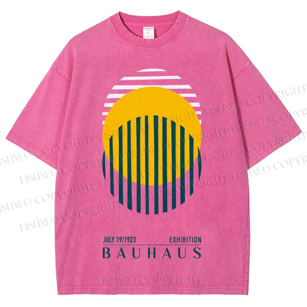 Unisex Bauhaus Geometric Circle Printed Washed Tee