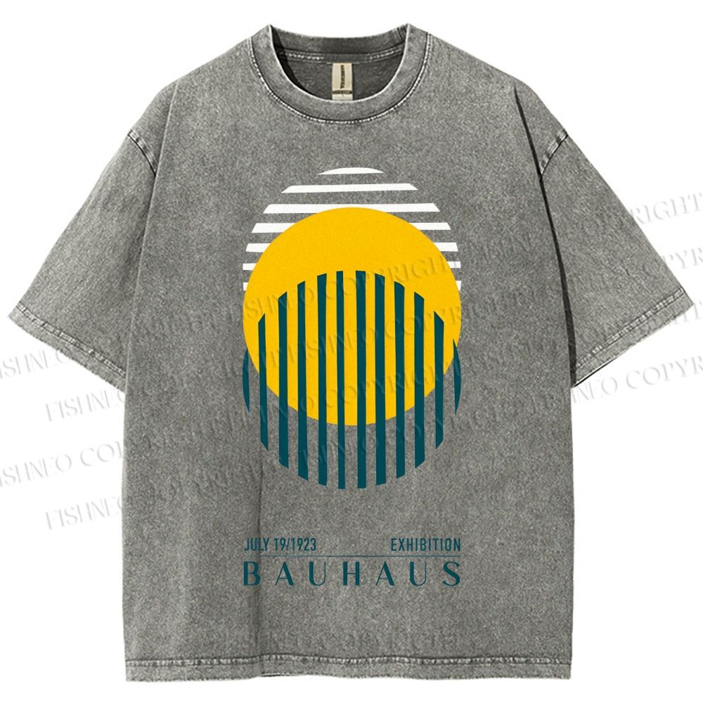 Unisex Bauhaus Geometric Circle Printed Washed Tee