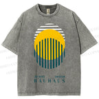Unisex Bauhaus Geometric Circle Printed Washed Tee