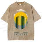 Unisex Bauhaus Geometric Circle Printed Washed Tee