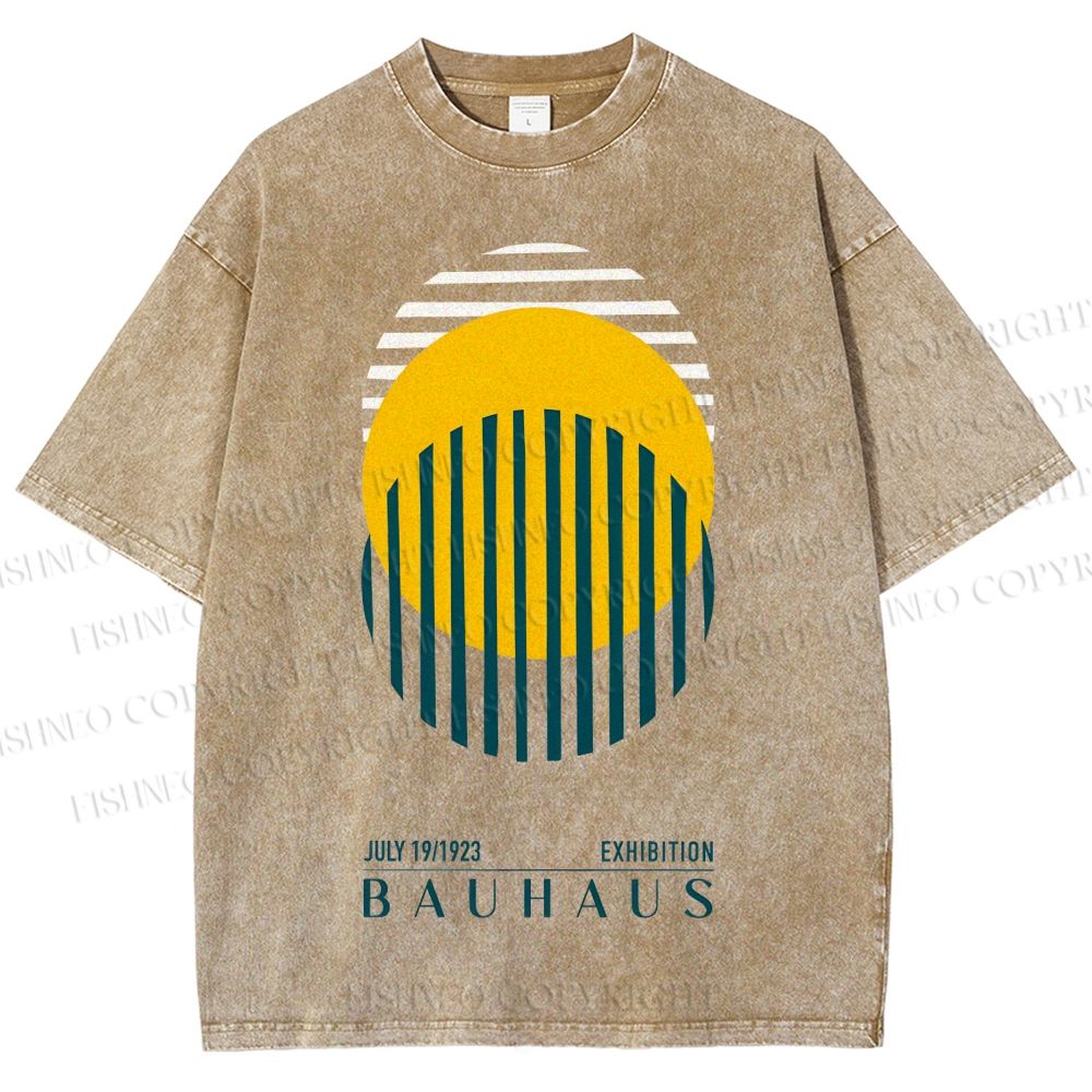 Unisex Bauhaus Geometric Circle Printed Washed Tee