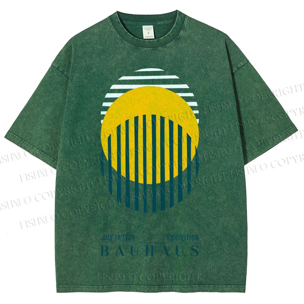 Unisex Bauhaus Geometric Circle Printed Washed Tee