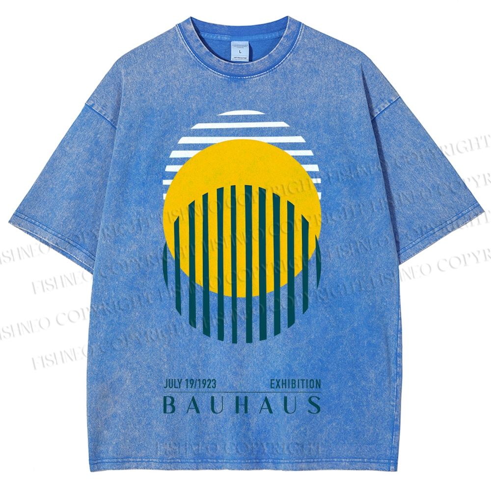 Unisex Bauhaus Geometric Circle Printed Washed Tee