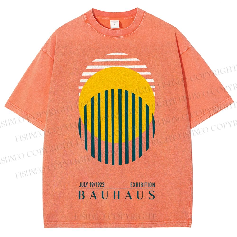 Unisex Bauhaus Geometric Circle Printed Washed Tee