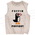 Unisex Geometric Bird Printed Washed Tank Top