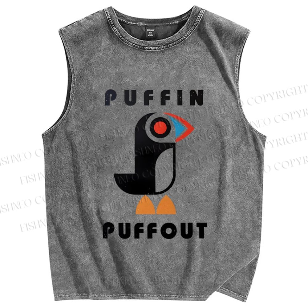 Unisex Geometric Bird Printed Washed Tank Top