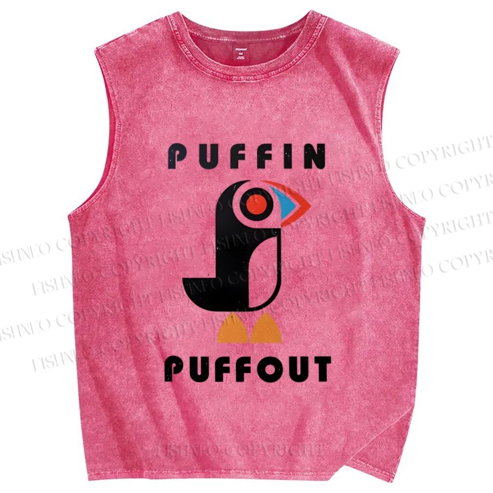 Unisex Geometric Bird Printed Washed Tank Top