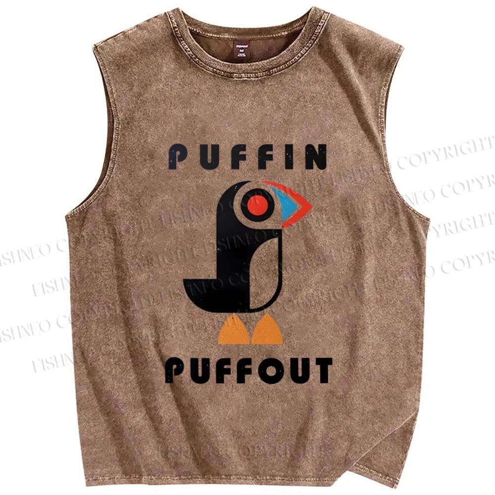 Unisex Geometric Bird Printed Washed Tank Top