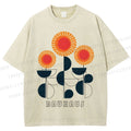 Unisex Bauhaus Geometric Flowers Printed Washed Tee